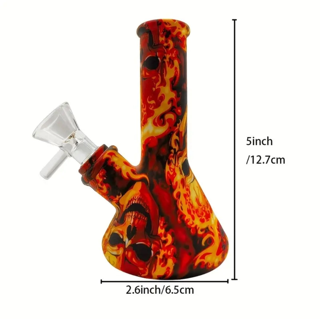 Flame skull minni bong