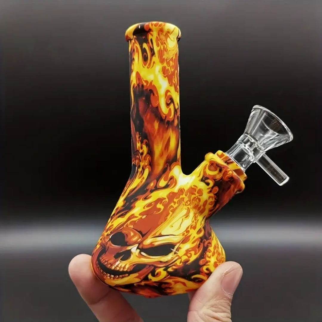 Flame skull minni bong