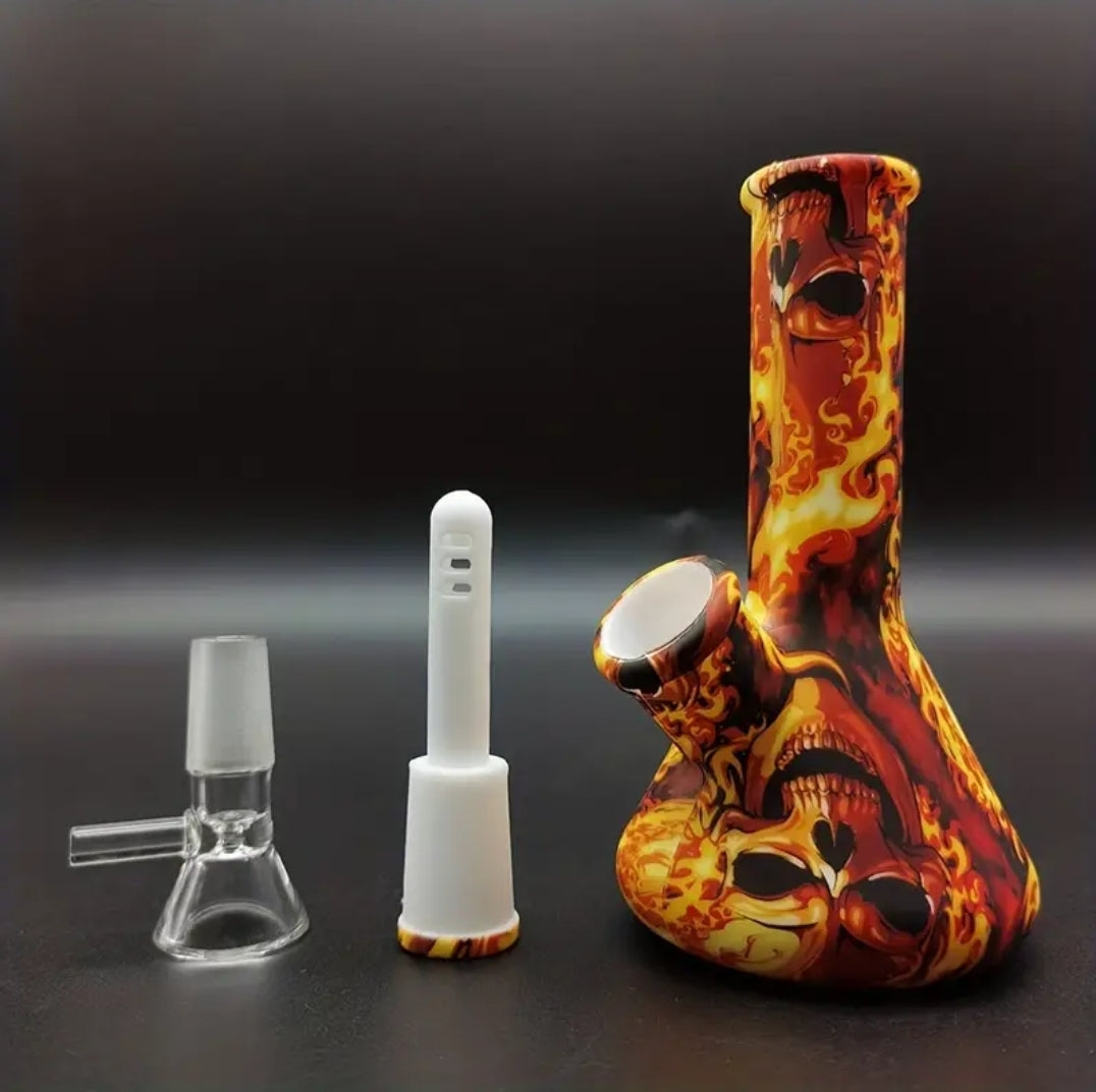 Flame skull minni bong