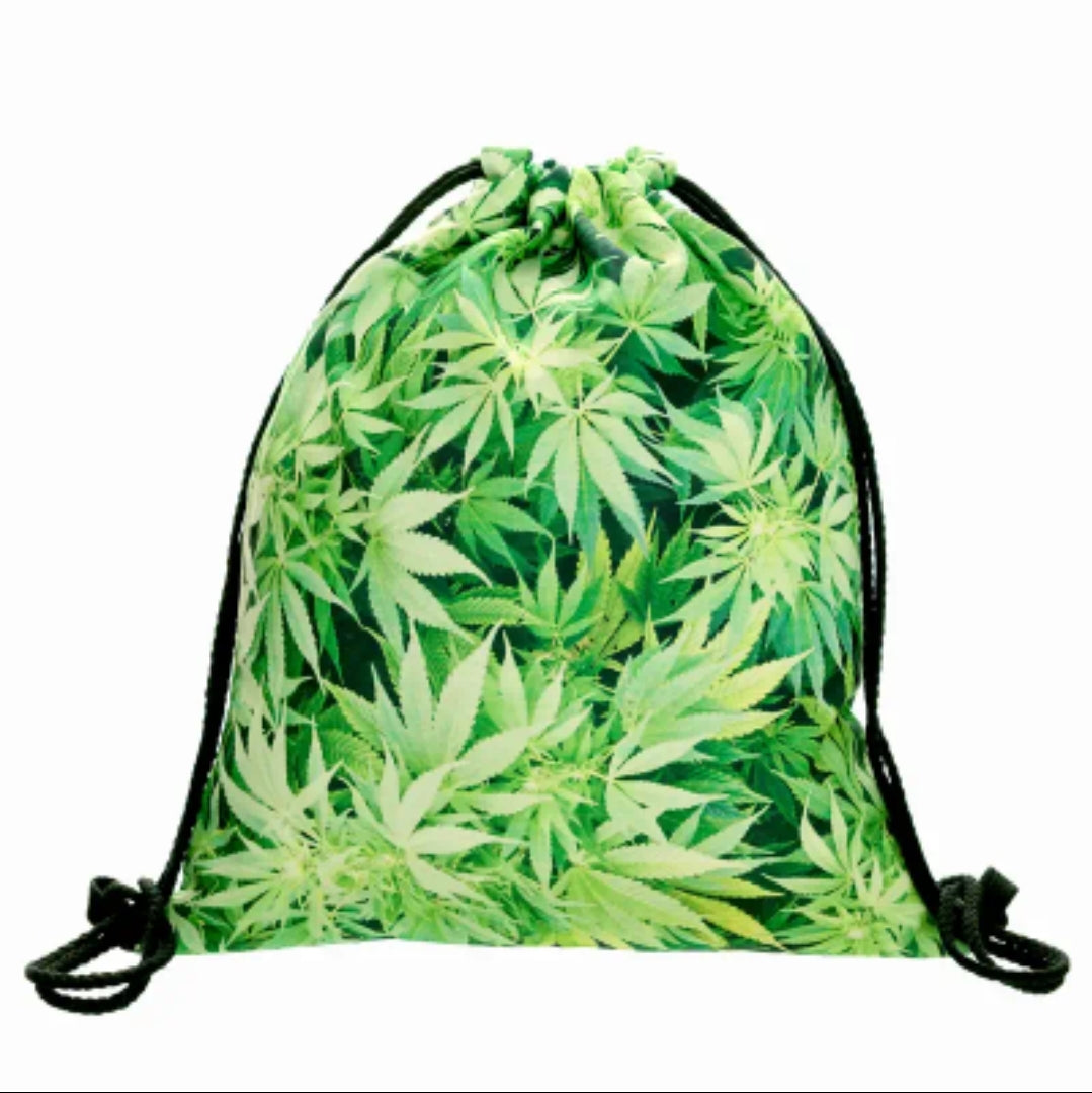 Green weed print duffel bag