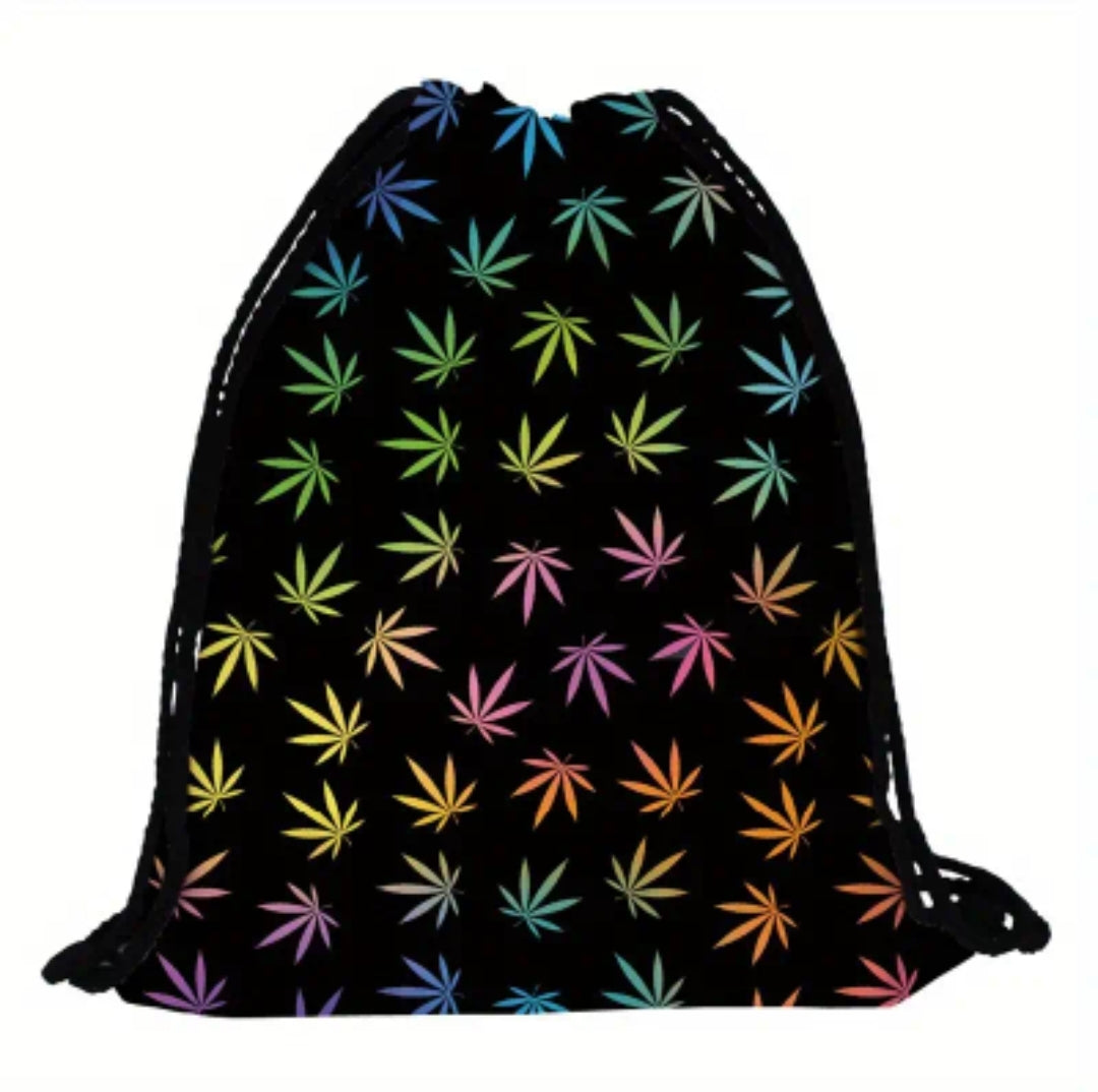 Rainbow weed print duffel bag