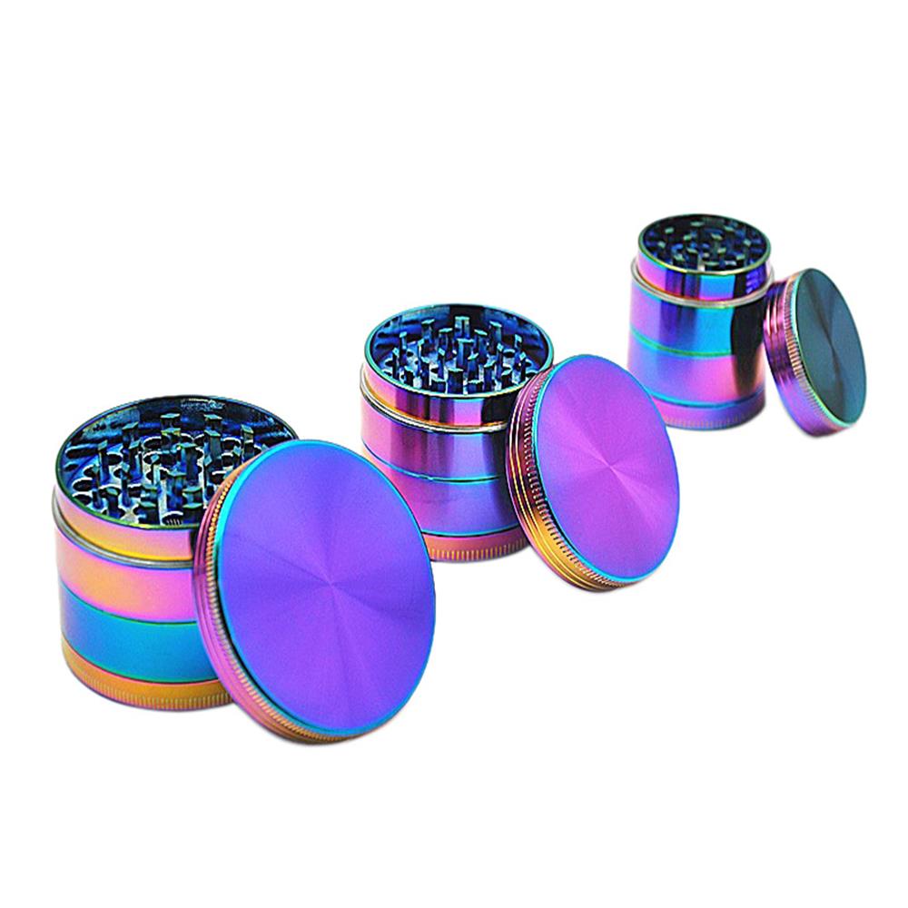 Size 40mm/50mm Zinc Herb Grinder Dazzle Color 4 Layer Metal Zinc Alloy Tobacco Grinder