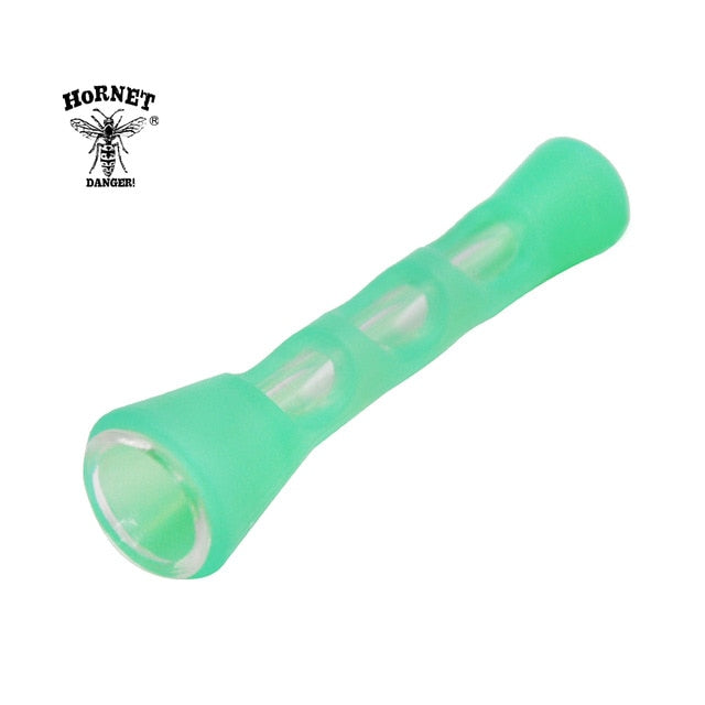 Horn Shape Silicone & Glass Smoking Herb Pipe 20MM One Hitter Dugout Pipe