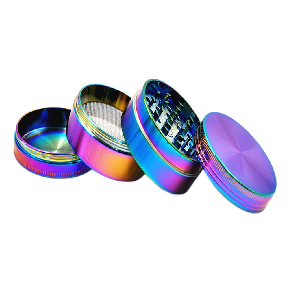 Size 40mm/50mm Zinc Herb Grinder Dazzle Color 4 Layer Metal Zinc Alloy Tobacco Grinder