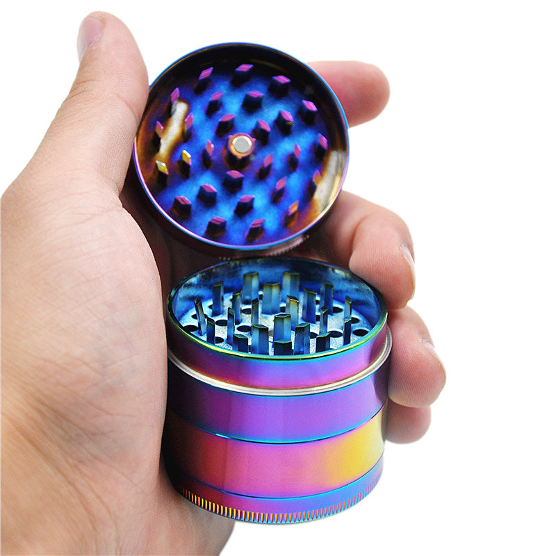 Size 40mm/50mm Zinc Herb Grinder Dazzle Color 4 Layer Metal Zinc Alloy Tobacco Grinder