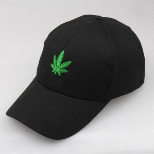 Black White Maple Leaf Cap For Women Embroidery Weed Baseball Cap Hip Hop Adjustable Men Strapback Hat