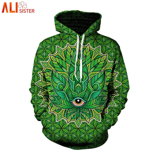 Alisister Green Weed Print 3D Hoodies Sweatshirt Men/Women 2024 Autumn Winter Tracksuit Funny Sudaderas Hombres Sweatshirt