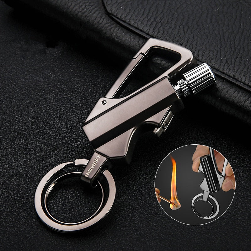 Honest Carabiner Permanent Match Lighter Striker Waterproof Outdoor Survival Tool Keychain Flint Fire Starter Petrol for Camping